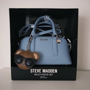 Steve Madden Light Blue Satchel with Bear Charm